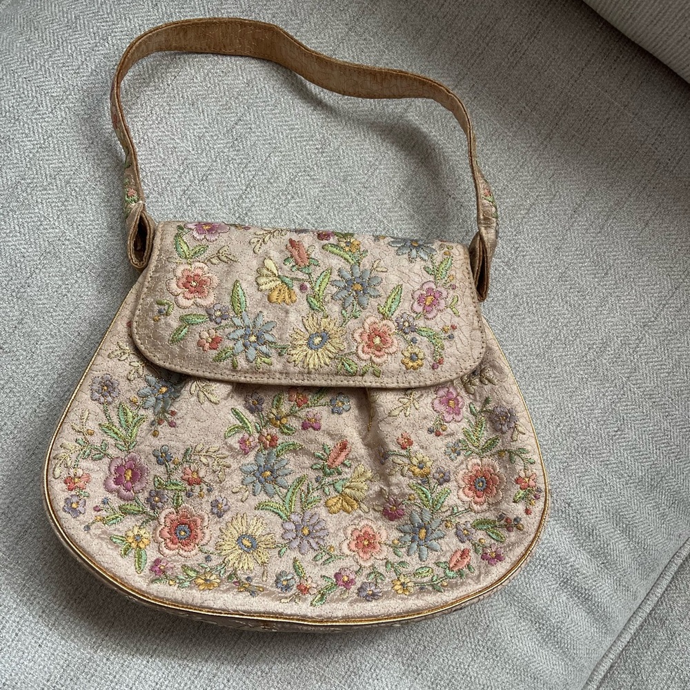 Authentic Marketa Rio de Janeiro Vintage Floral Embroidered Handbag
